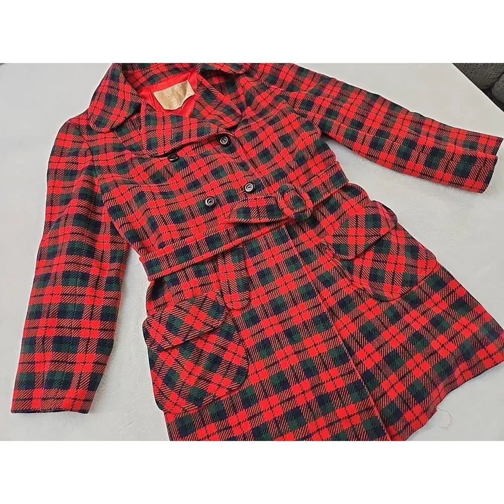 Pendleton Vtg 70s 80s Double Breasted 100% Wool Car Coat Womans Sz 8 Belted USA